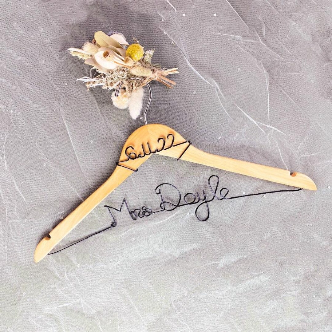 Wedding Dress Hanger with Date, Bride Hanger, Name Hanger, Bridal Gown Hanger, Personalized Bride Gift, Bridal Shower, Engagement, Wedding | MakerPlace by Michaels Wedding Dress Hanger with Date, Bride Hanger, Name Hanger, Bridal Gown Hanger, Personalized Bride Gift, Bridal Shower, Engagement, Wedding | MakerPlace by Michaels